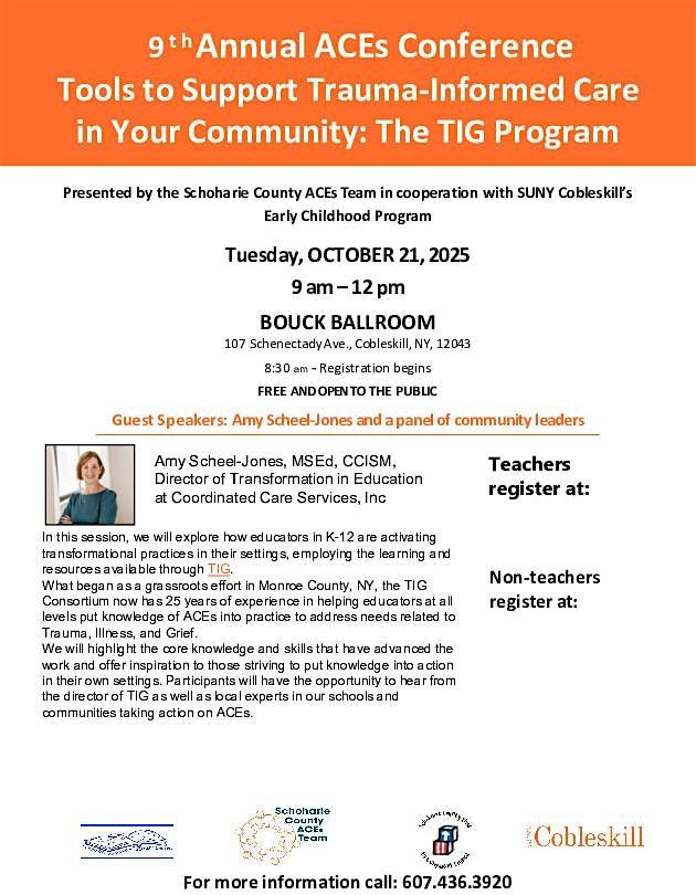 9th Annual ACEs Conference-Tools to Support Trauma-Informed Care, 21 October | Event in Cobleskill | AllEvents