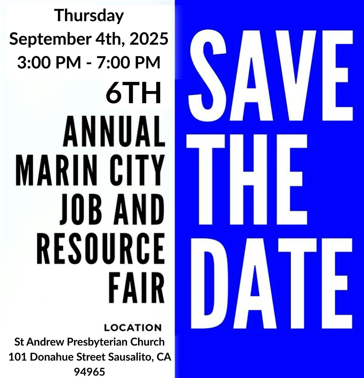 6th Annual Marin City Job and Resource Fair, 4 September | Event in Sausalito | AllEvents