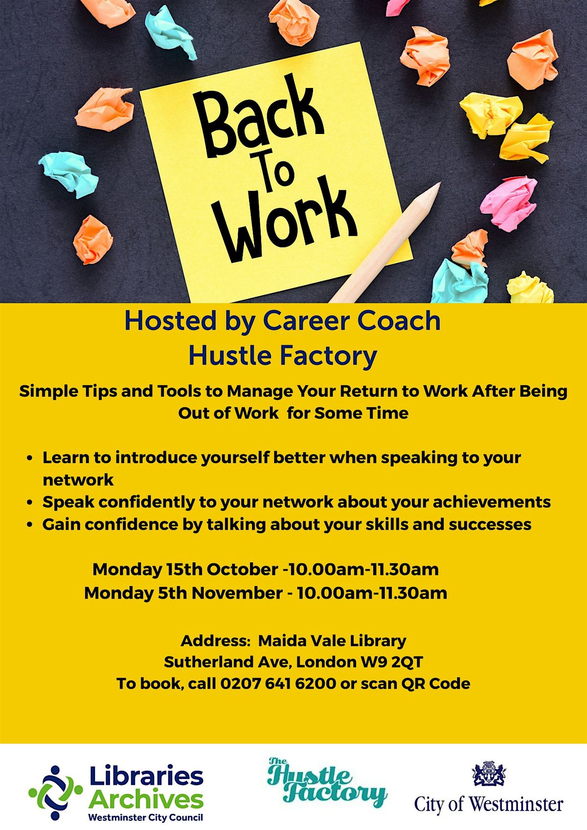 Return to Work: Career Coaching with The Hustle Factory, 15 October | Event in London | AllEvents