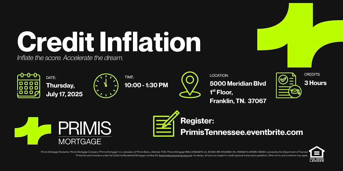 CE Class - Credit Inflation | Event in Franklin | AllEvents