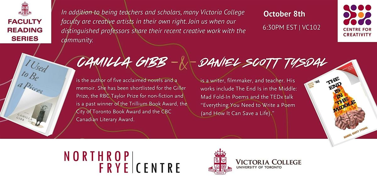 Faculty Reading Series: Camilla Gibb & Daniel Scott Tysdal | Event in Toronto | AllEvents
