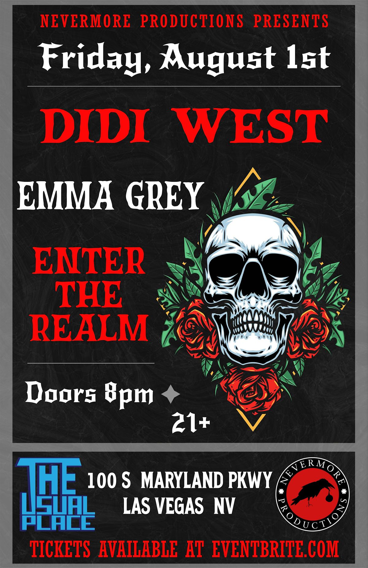 Didi West With Emma Grey and Enter the Realm at The Usual Place, 1 August | Event in Las Vegas | AllEvents