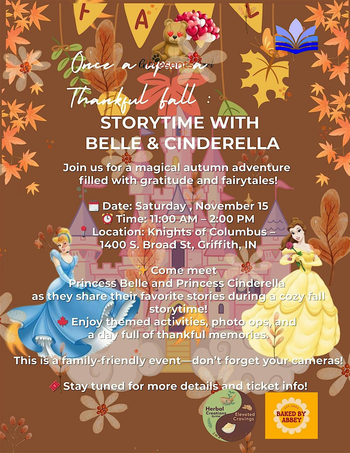Once Upon a Thankful Fall: Storytime with Belle & Cinderella, 15 November | Event in Griffith | AllEvents