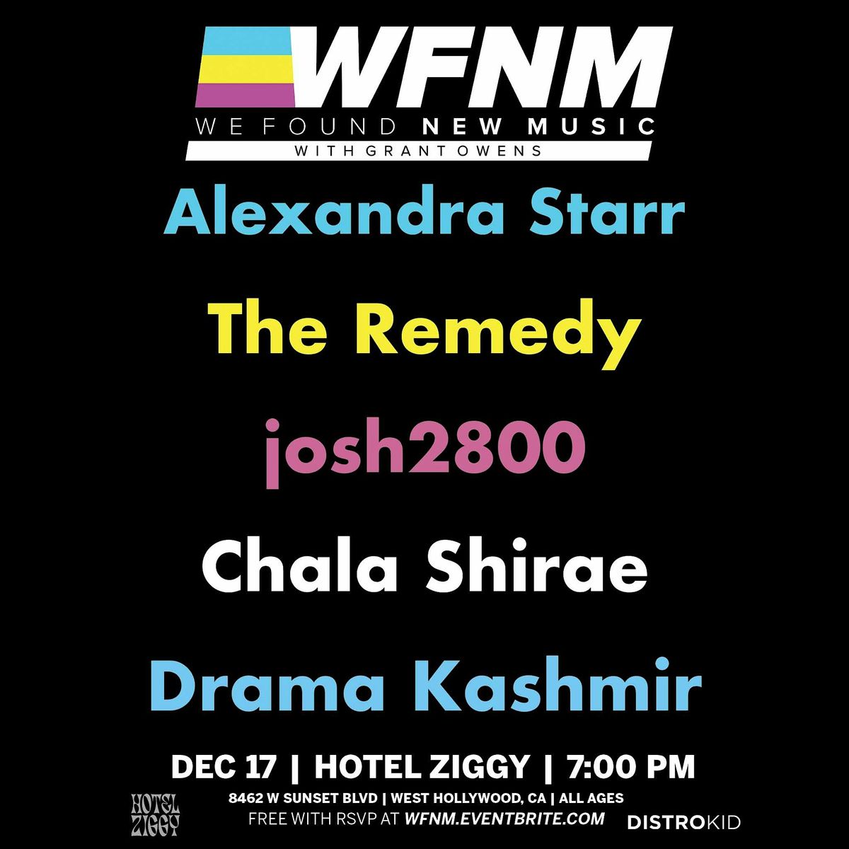 Alexandra Starr,  The Remedy,  josh2800,  Chala Shirae,  Drama Kashmir, 17 December | Event in West Hollywood