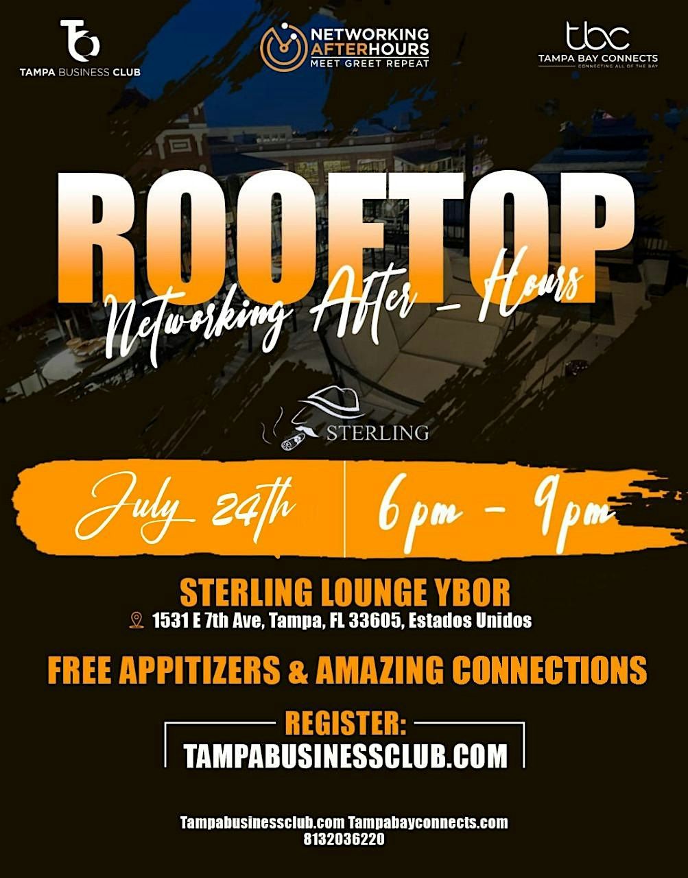 Rooftop Networking After-hours. Free Appetizers.  Will be packed!, 24 July | Event in Tampa | AllEvents