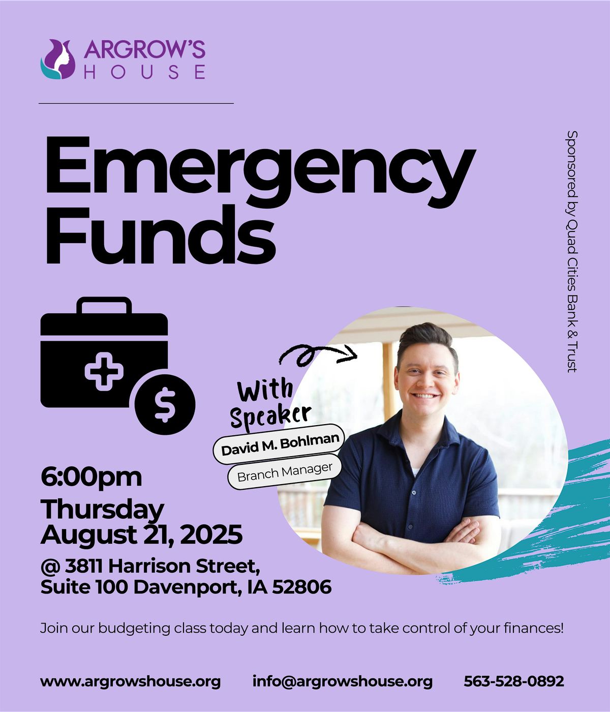 Emergency Funds with David M. Bohlman, 21 August | Event in Davenport | AllEvents