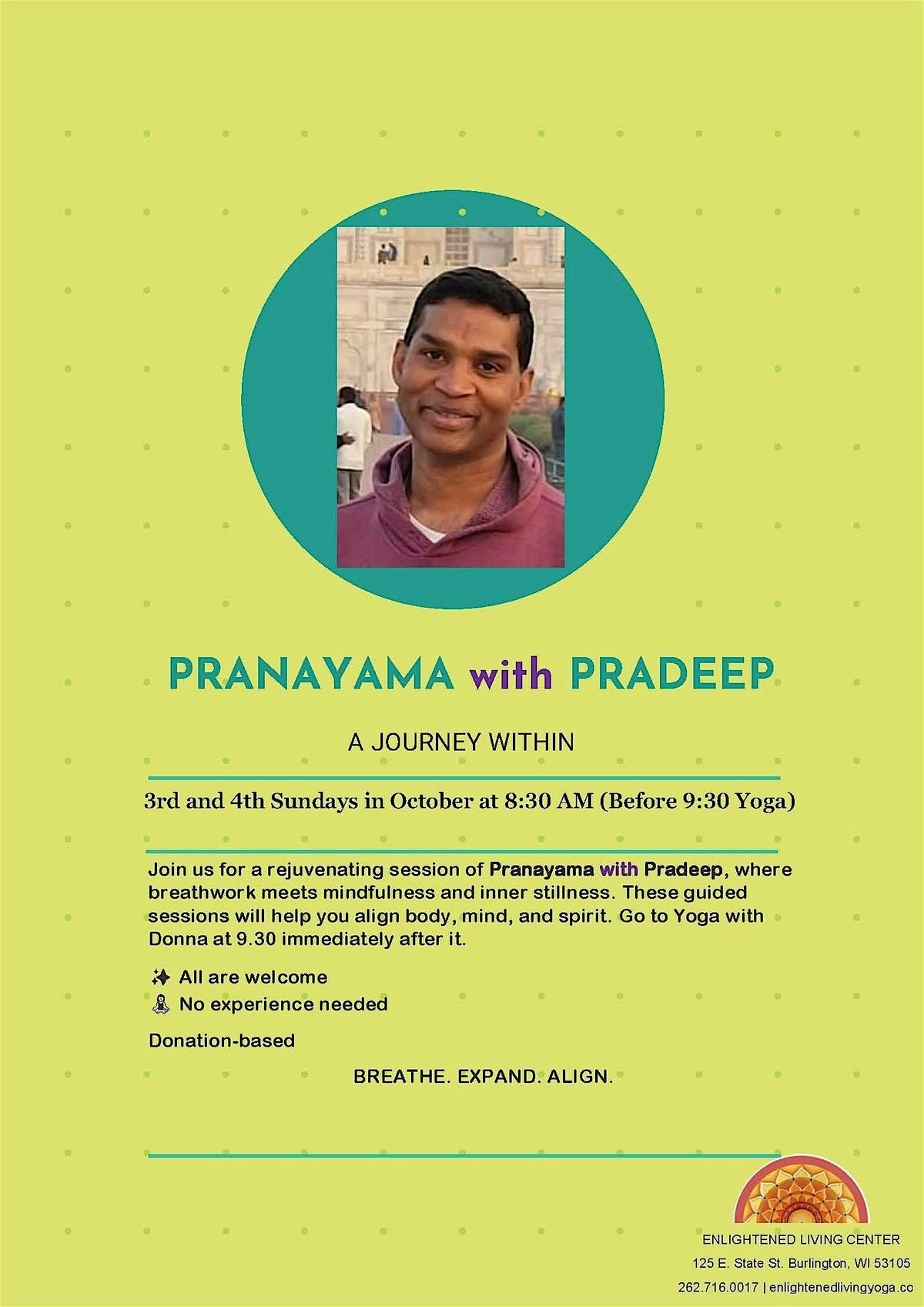 Pranayama with Pradeep – A Journey Within, 19 October | Event in Burlington | AllEvents