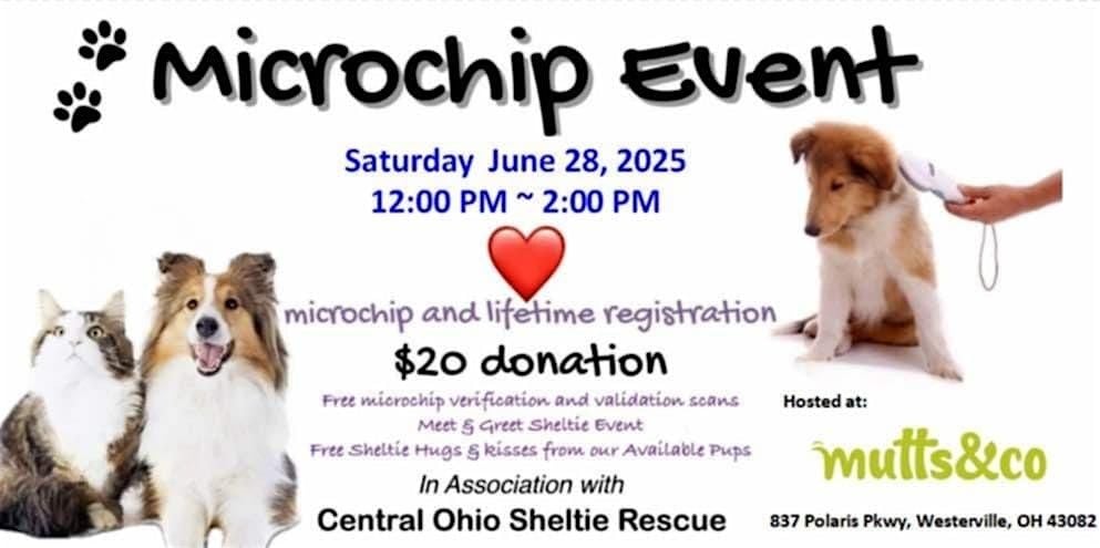 Microchip Event with Central Ohio Sheltie Rescue (Westerville), 28 June | Event in Westerville | AllEvents