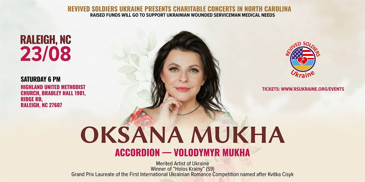 Raleigh, NC - Oksana Mukha Charitable Concert, 23 August | Event in Raleigh | AllEvents
