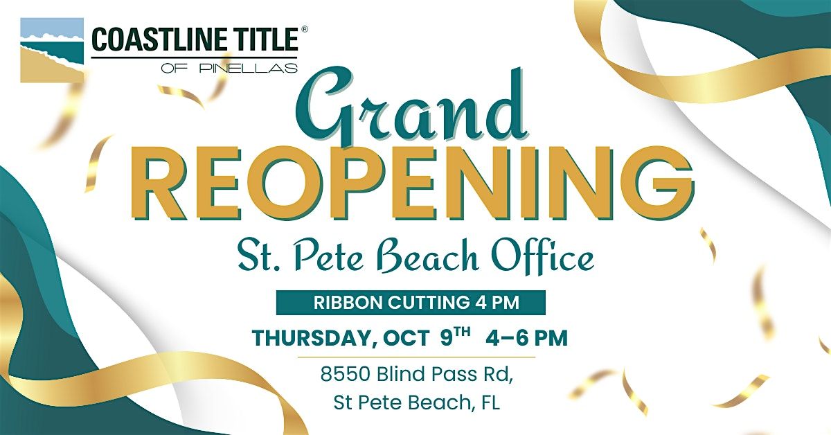 We’re Back! Celebrate Our St. Pete Beach Office Grand Reopening, 9 October | Event in St. Pete Beach | AllEvents