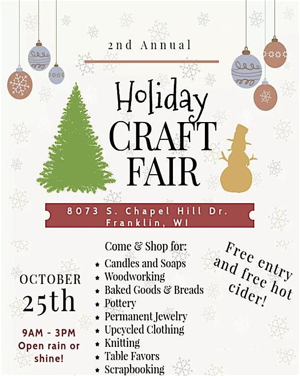 2nd Annual Holiday Craft Fair, 25 October | Event in Franklin | AllEvents