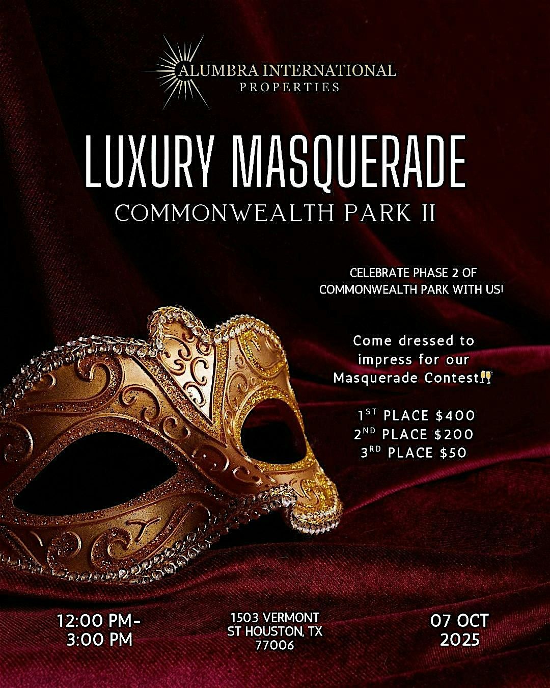 MASQUERADE AT COMMONWEALTH PARK, 7 October | Event in Houston | AllEvents
