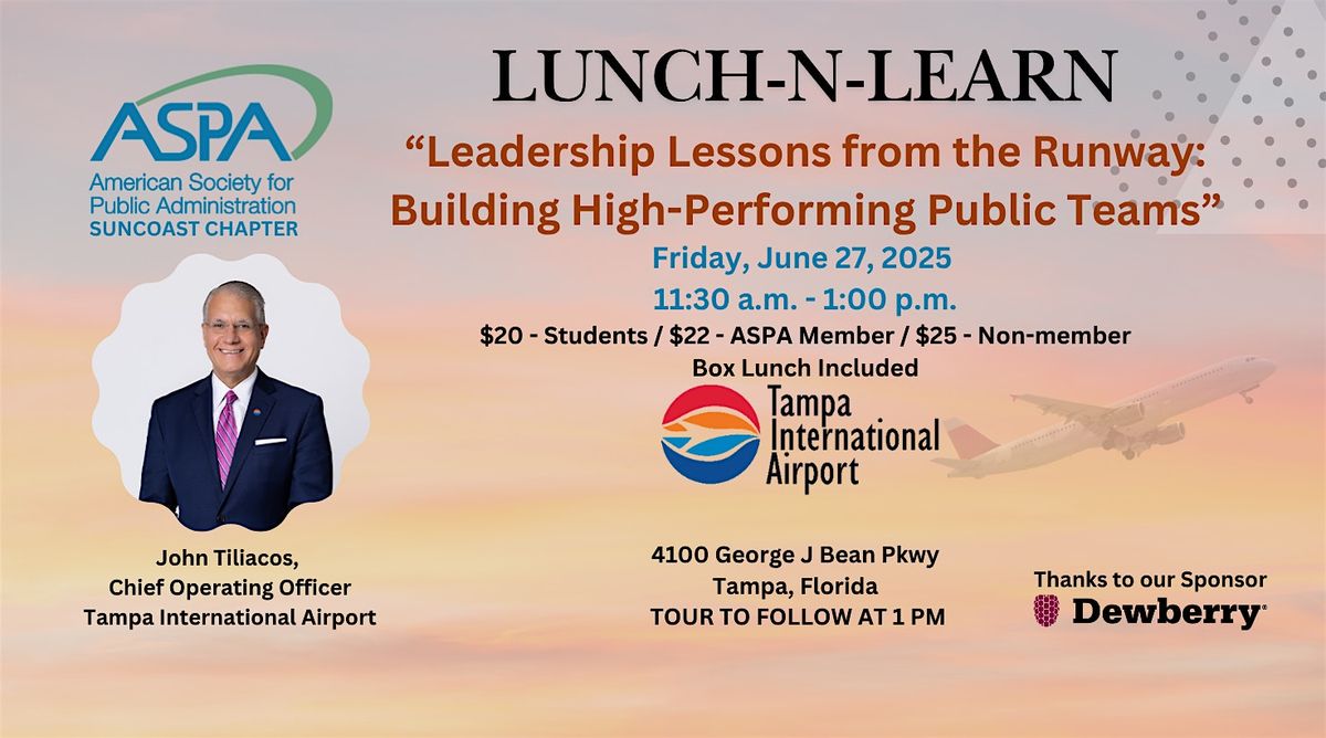 Leadership Lessons from the Runway: Building High-Performing Public Teams, 27 June | Event in Tampa | AllEvents