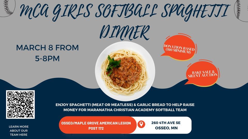 MCA Softball Spaghetti Dinner , Osseo/Maple Grove American Legion Post 172,  8 March 2024 | AllEvents.in
