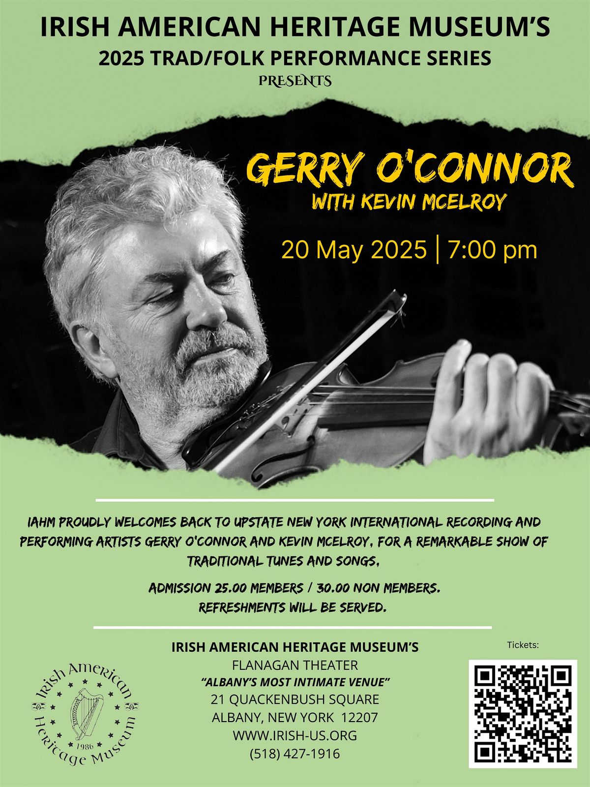 IAHM 2025 Trad/Folk Performance Series: GERRY O’CONNOR WITH KEVIN McELROY, 20 May | Event in Albany | AllEvents