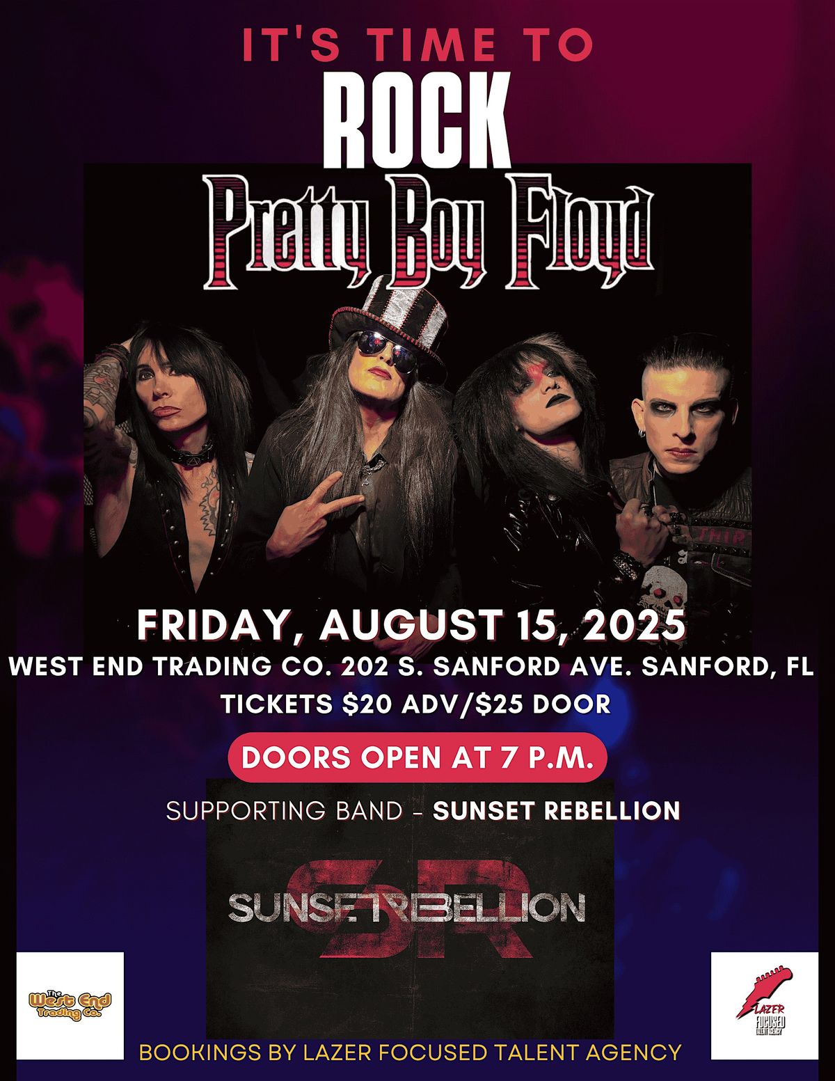 PRETTY BOY FLOYD BAND with supporting band Sunset Rebellion, 15 August | Event in Sanford | AllEvents