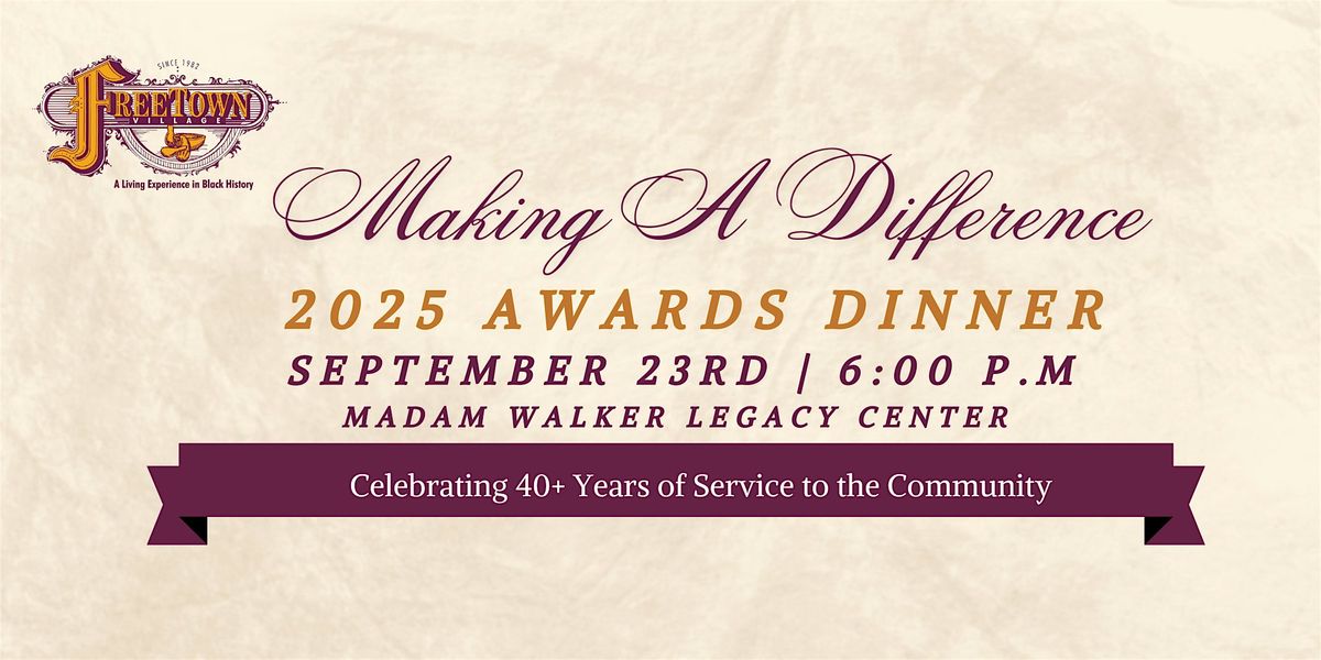 Freetown Village 12th Annual Making a Difference Awards Dinner, 23 September | Event in Indianapolis | AllEvents