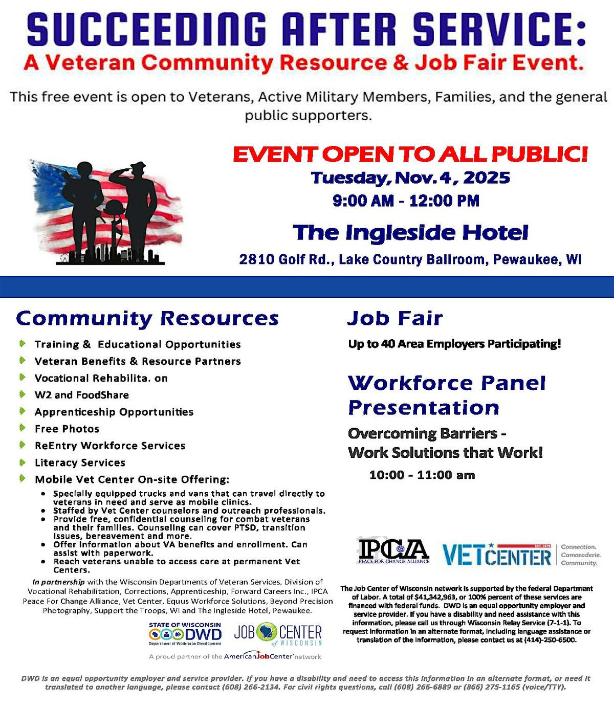 3rd Annual Succeeding After Service, Job & Resource Fair, 4 November | Event in Pewaukee | AllEvents