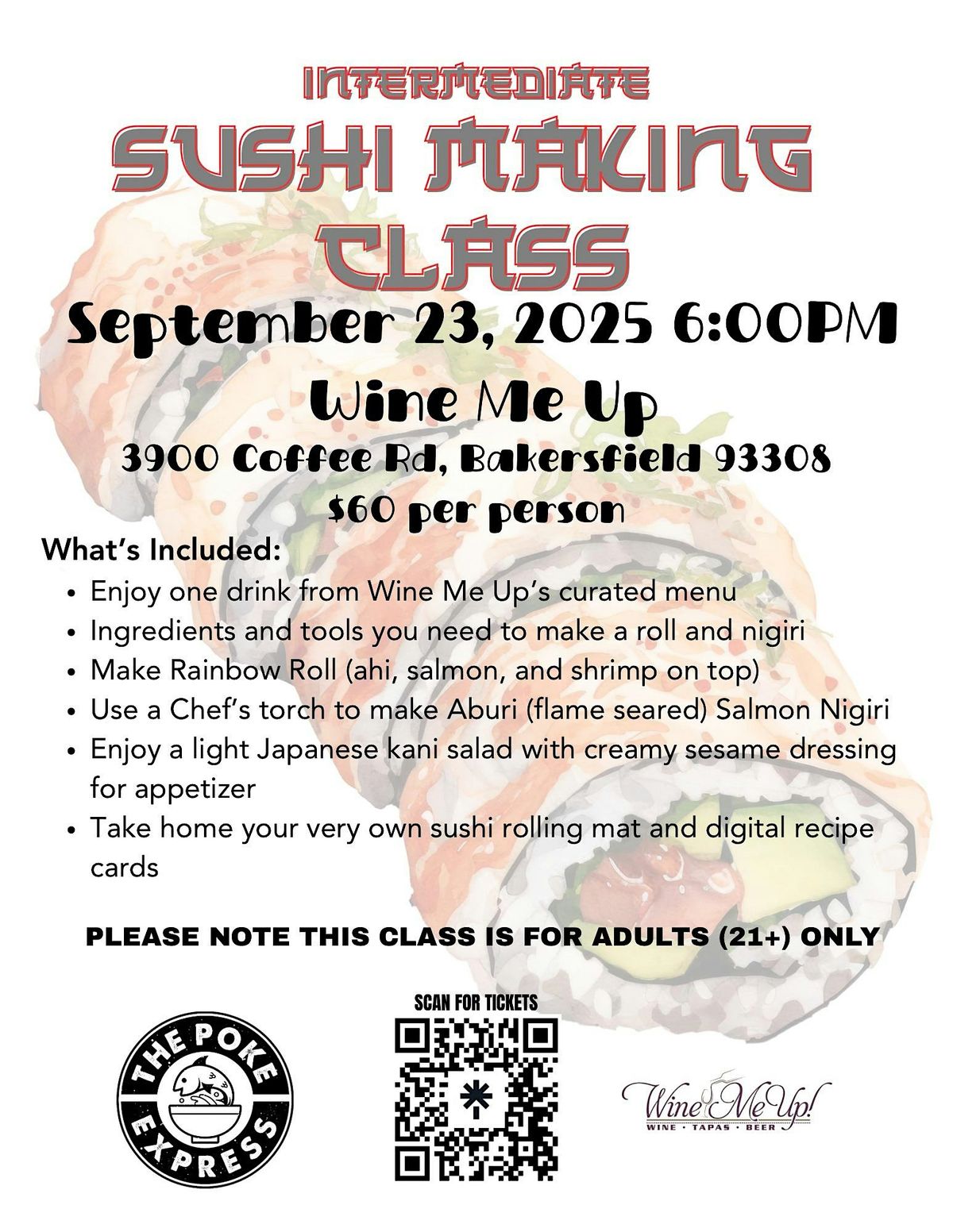 Intermediate Sushi Making Class, 23 September | Event in Bakersfield | AllEvents
