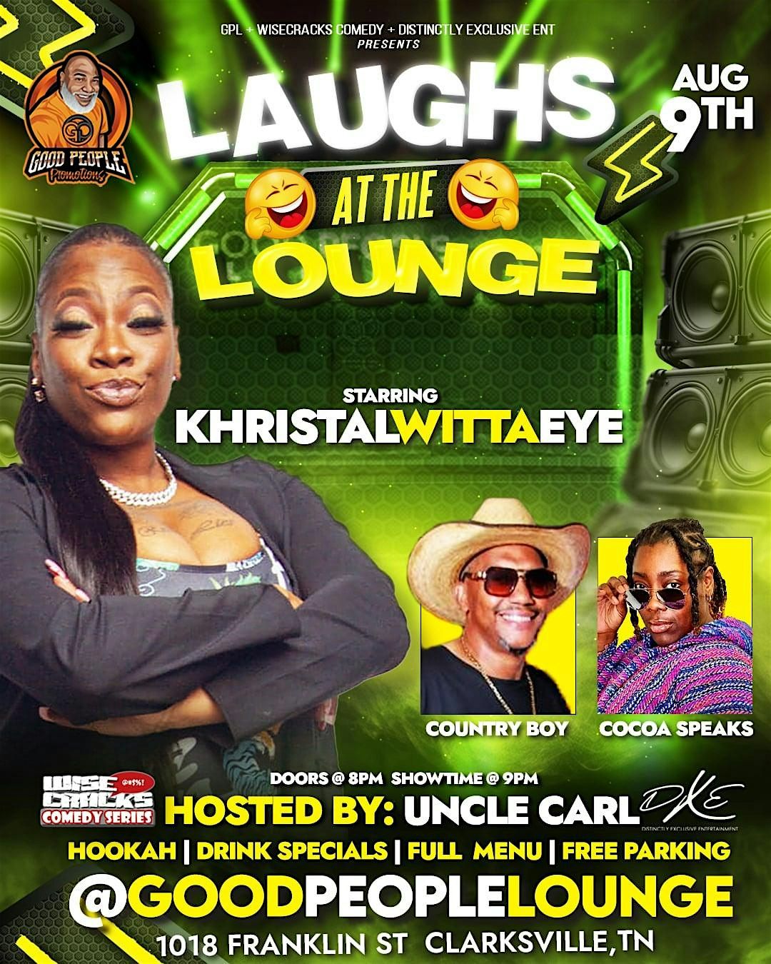 Laughs at the Lounge, 9 August | Event in Clarksville | AllEvents