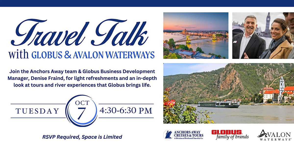 Travel Talk with Globus & Avalon Waterways, 7 October | Event in Dunedin | AllEvents