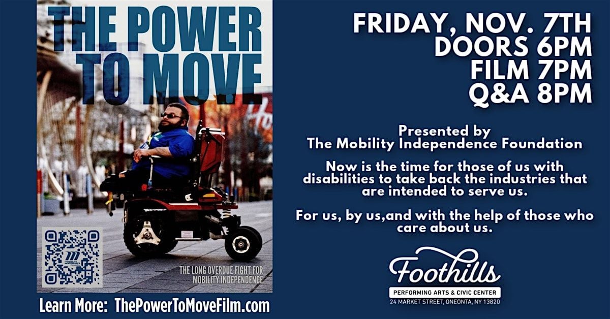 The Power to Move - Film Screening & Q&A, 7 November | Event in Oneonta | AllEvents