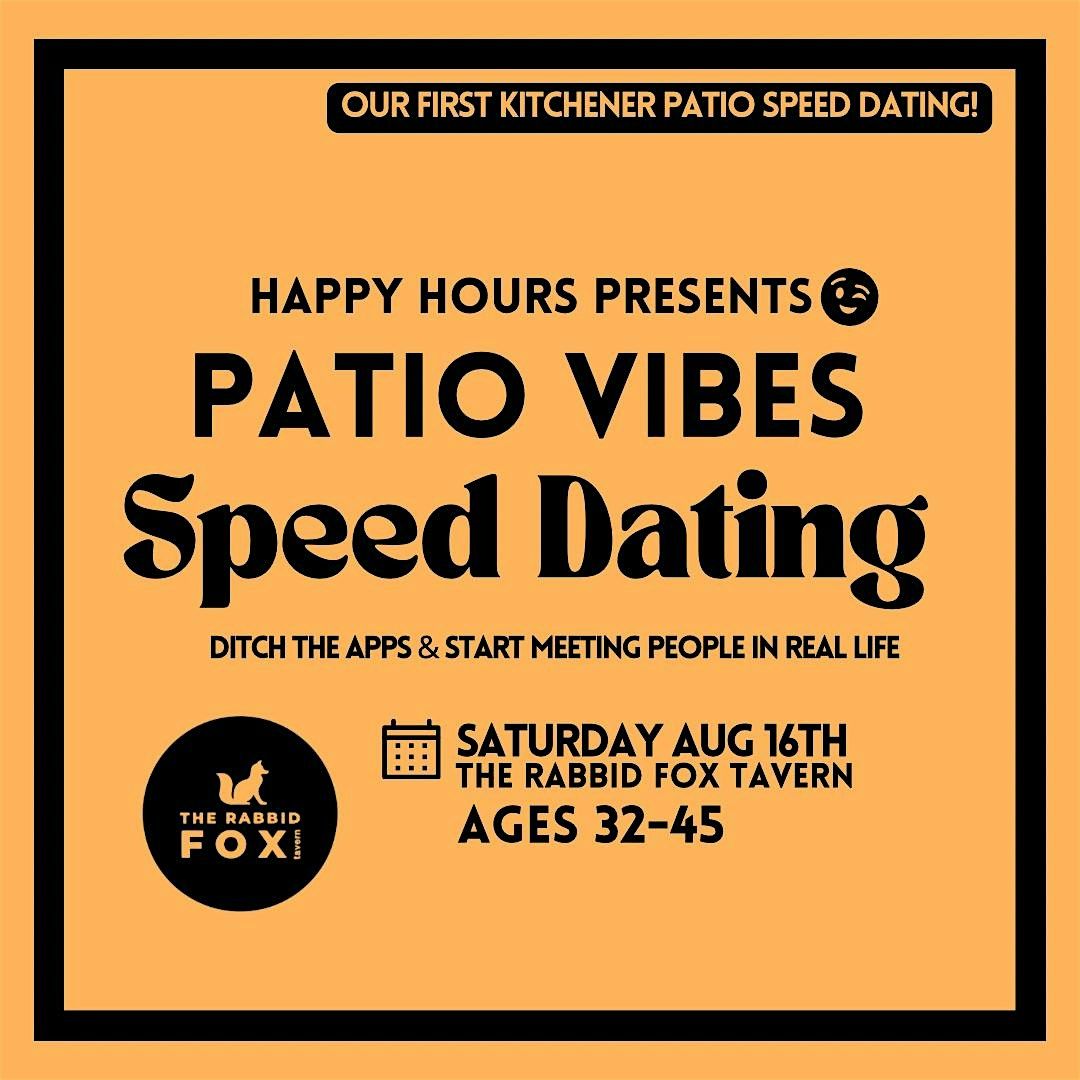Saturday Patio Vibes Speed Dating Ages 32-45@ Rabbid Fox Tavern (Kitchener), 16 August | Event in Kitchener