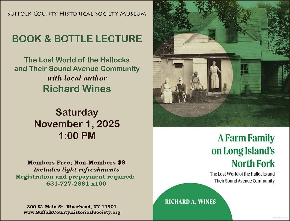 BOOK & BOTTLE: A Farm Family on LI's North Fork, with Richard Wines, 1 November | Event in Riverhead | AllEvents
