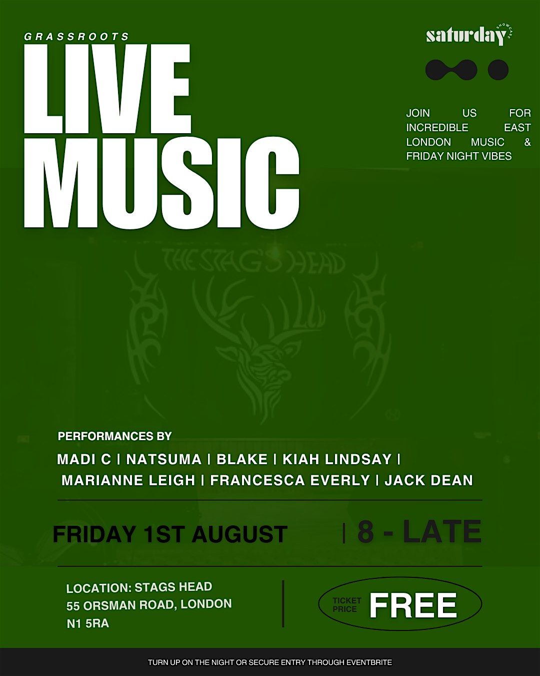 GRASSROOTS LIVE MUSIC: JACK DEAN, NATSUMA, FRANCESCA EVERLY + MORE, 1 August | Event in London | AllEvents