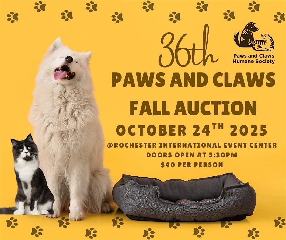 Paw and Claws 2025 Fall Auction, 24 October | Event in Rochester | AllEvents