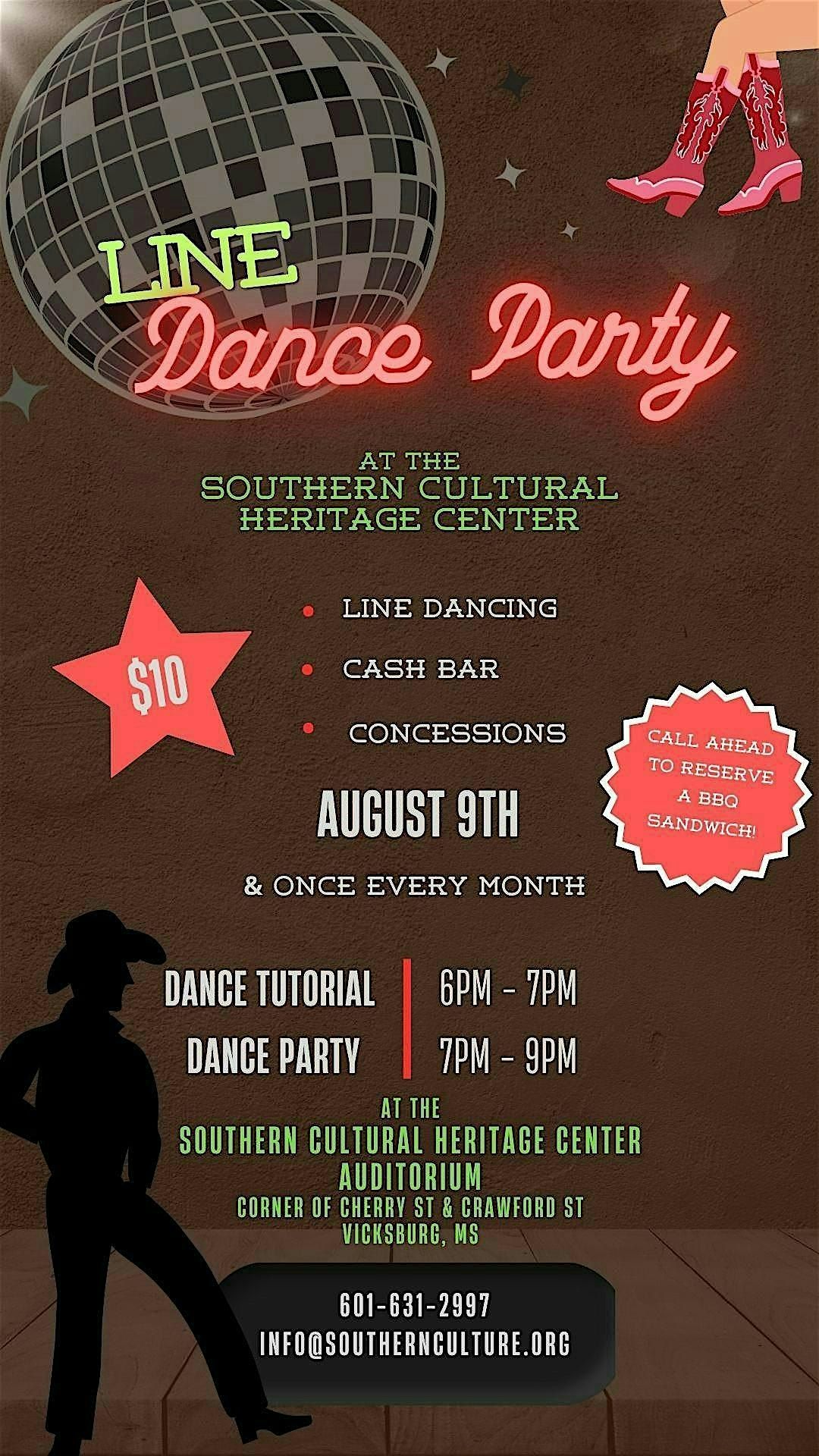 Line Dance Party at SCHC, 9 August | Event in Vicksburg | AllEvents