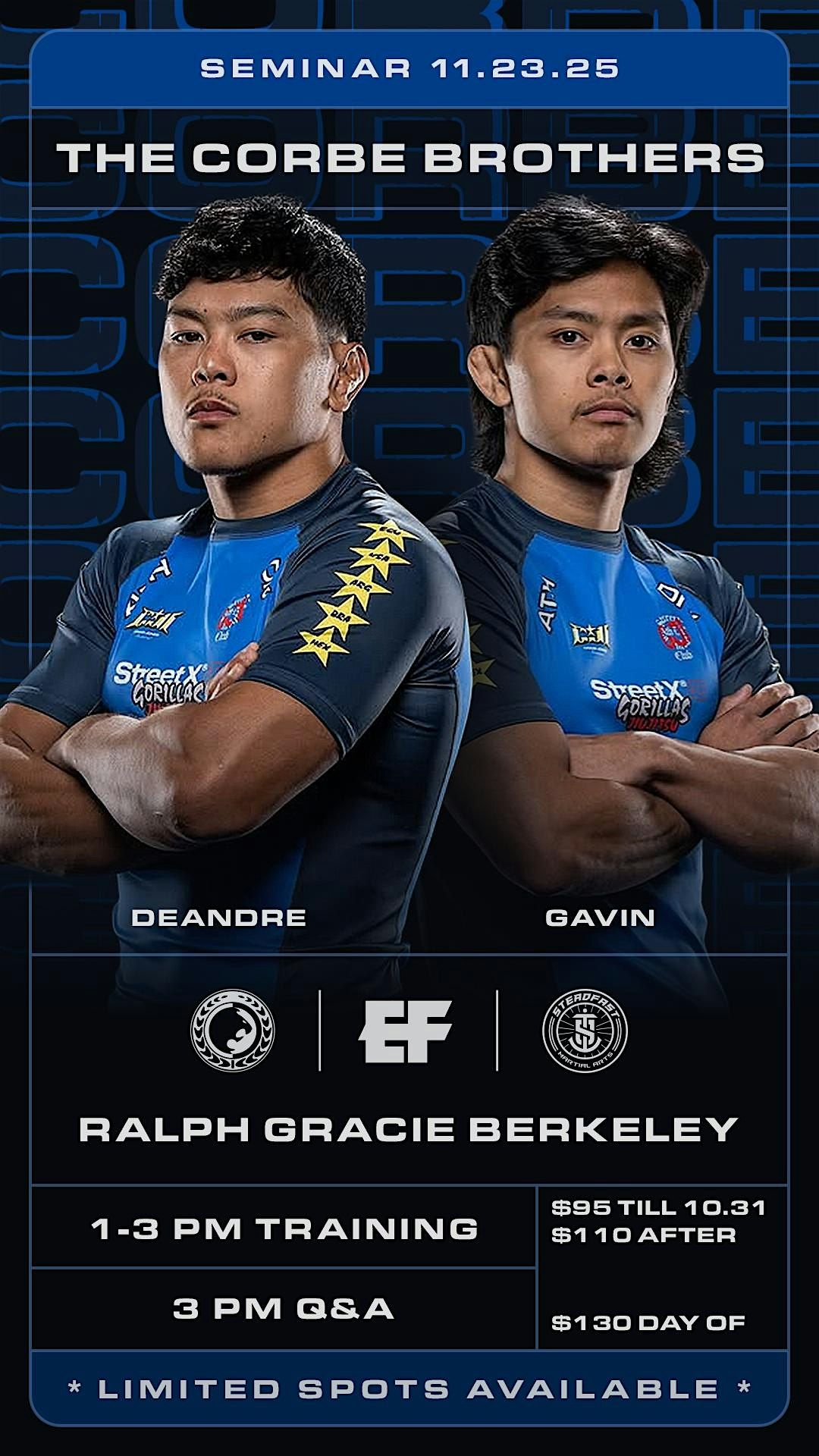 Corbe Brothers No-Gi Seminar, 23 November | Event in Berkeley | AllEvents
