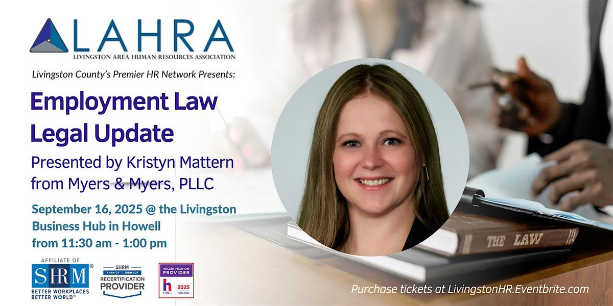 LAHRA: Employment Law Legal Update, 16 September | Event in Howell | AllEvents