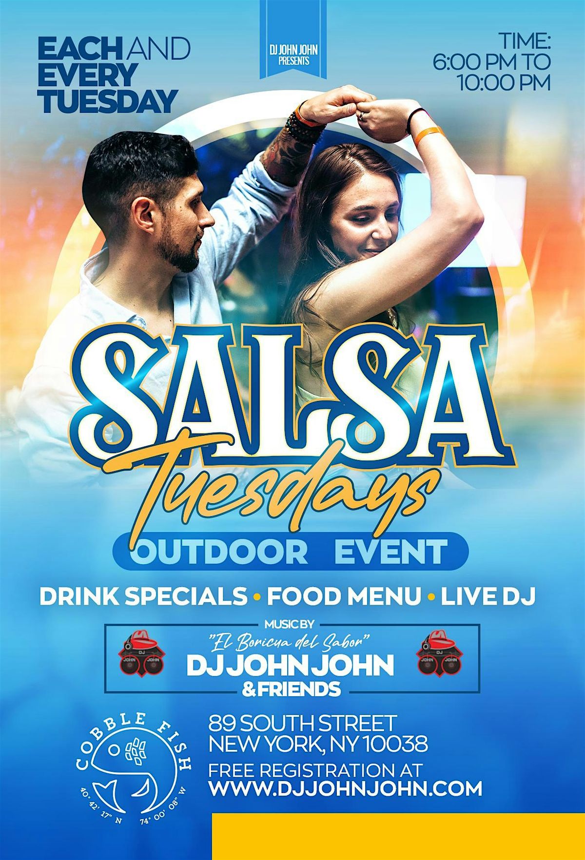 SALSA Tuesdays at Cobble Fish | Pier 16 | South Street Seaport | No cover, 6 May | Event in New York | AllEvents