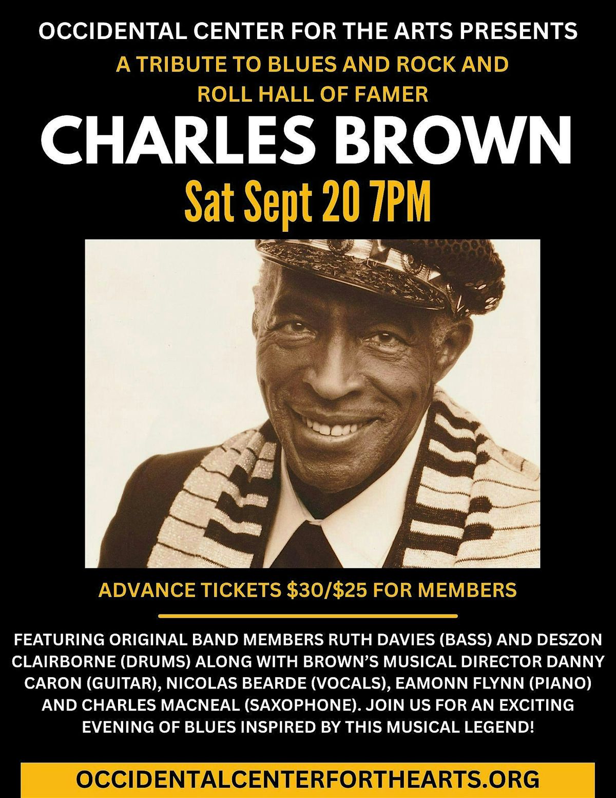 Tribute to Blues Legend Charles Brown, 20 September | Event in Occidental | AllEvents