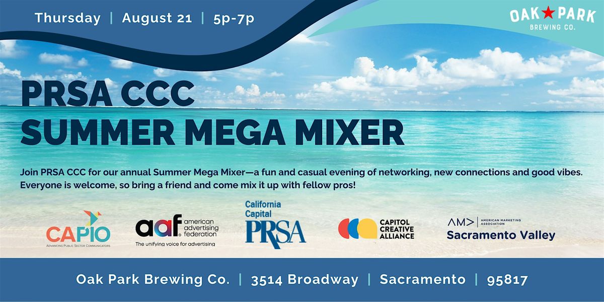 PRSA CCC Summer Mega Mixer, 21 August | Event in Sacramento | AllEvents
