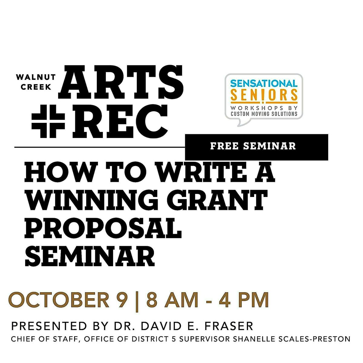 Arts+ Rec presents: How to Write a Winning Grant Proposal Seminar, 9 October | Event in Walnut Creek | AllEvents