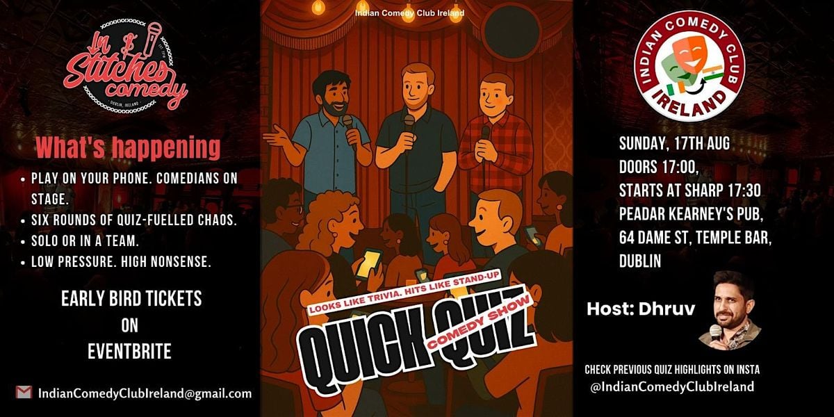 The Quick Quiz Comedy Show, 17 August | Event in Dublin 2 | AllEvents