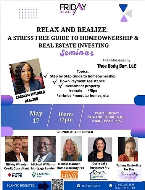 RELAX AND REALIZE:  A STRESS FREE GUIDE TO HOMEOWNERSHIP &  INVESTMENT, 17 May | Event in Pearl | AllEvents