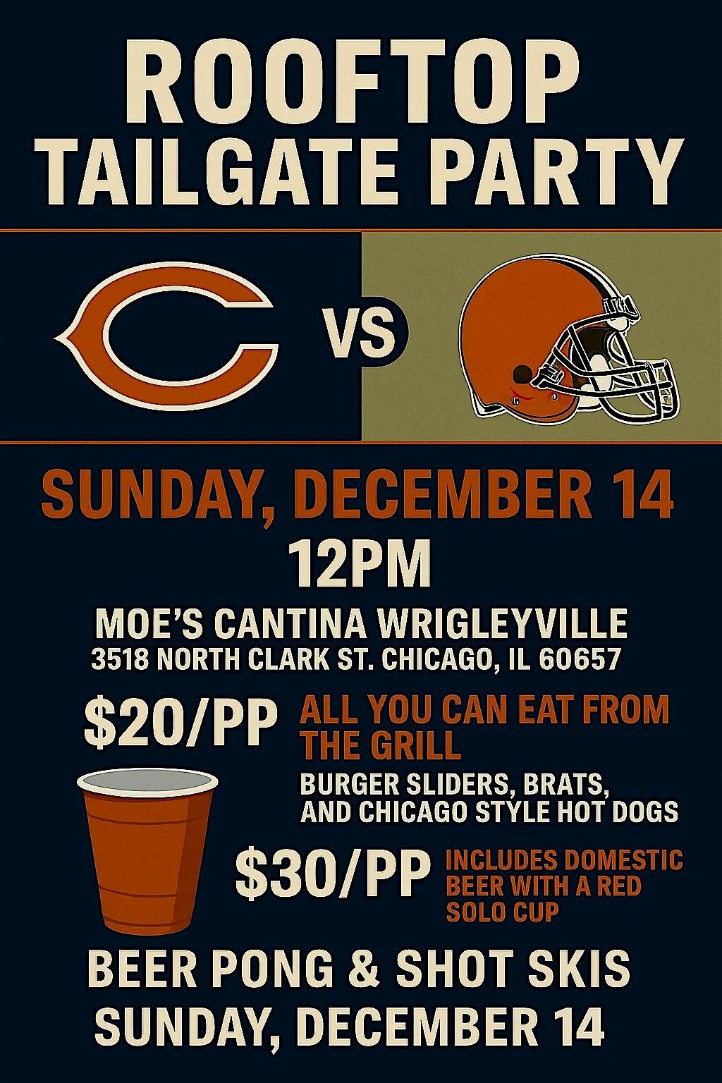 Rooftop Tailgate Party: Bears vs. Cleveland Browns, 14 December | Event in Chicago | AllEvents