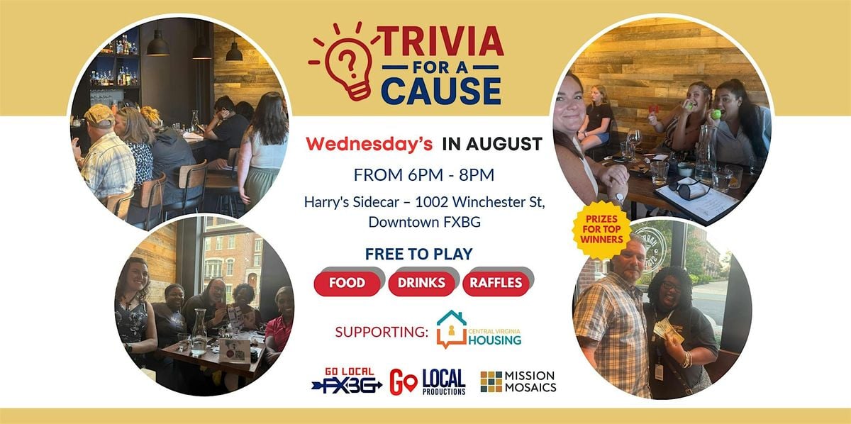 FREE Trivia For A Cause Supporting: Central VA Housing, 6 August | Event in Fredericksburg | AllEvents