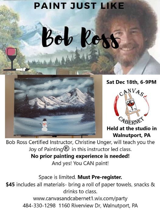 CLASS FULL Paint like Bob Ross Frostys Valley, Canvas & U.S