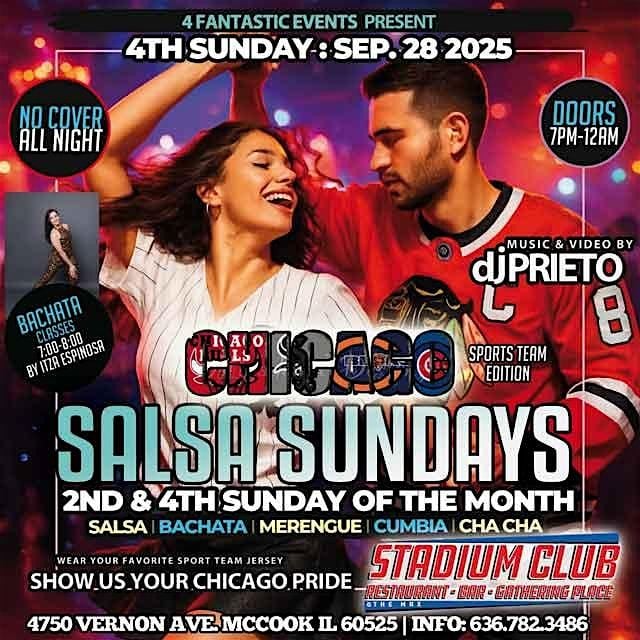 Salsa Sunday – Represent Your Fav Sports Team Edition @ The Stadium Club, 28 September | Event in McCook