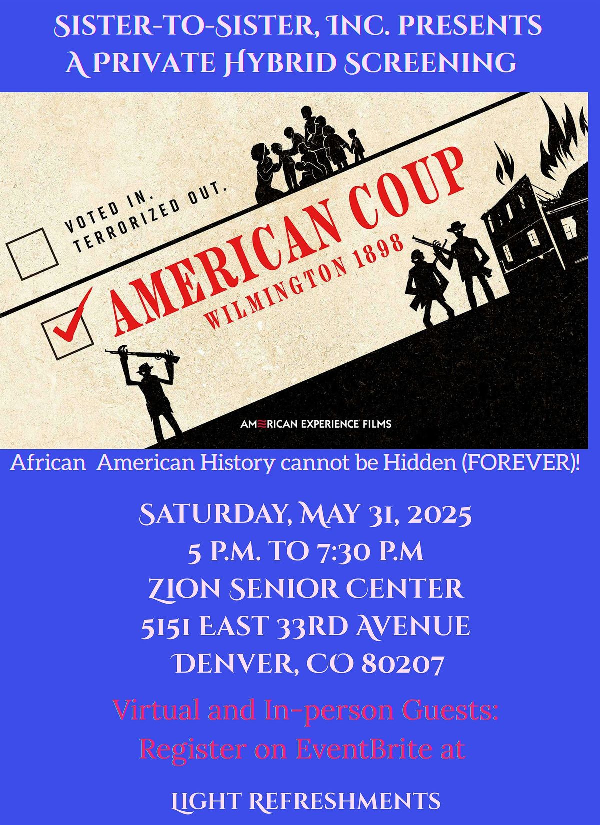 African American History cannot be Hidden (FOREVER)!, 31 May | Event in Denver | AllEvents