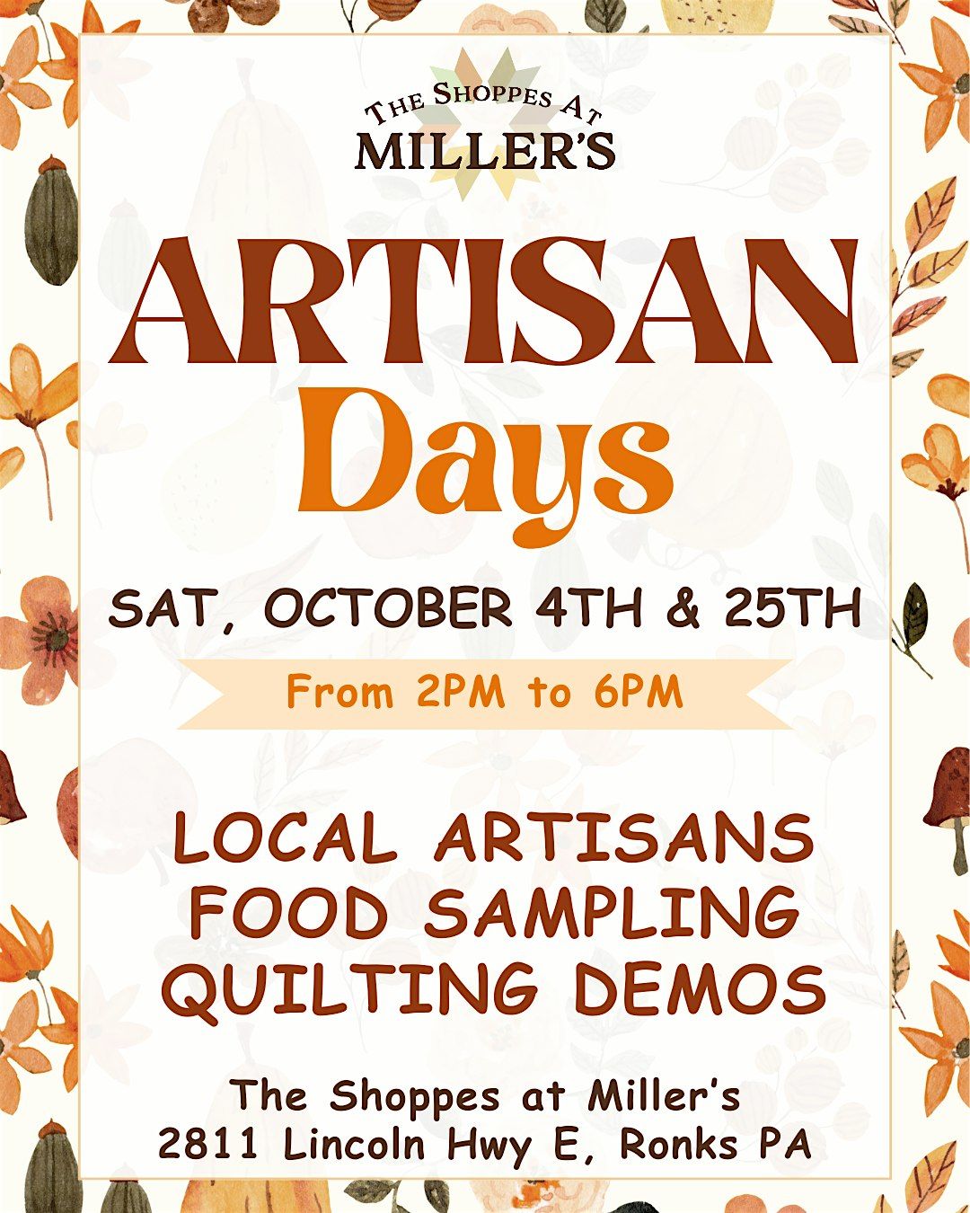 Artisan Days at The Shoppes at Miller's | Event in Ronks | AllEvents