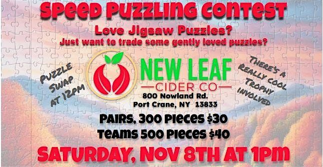 Puzzle and Guzzle at New Leaf Cider Co. Port Crane New York, 8 November | Event in Port Crane | AllEvents