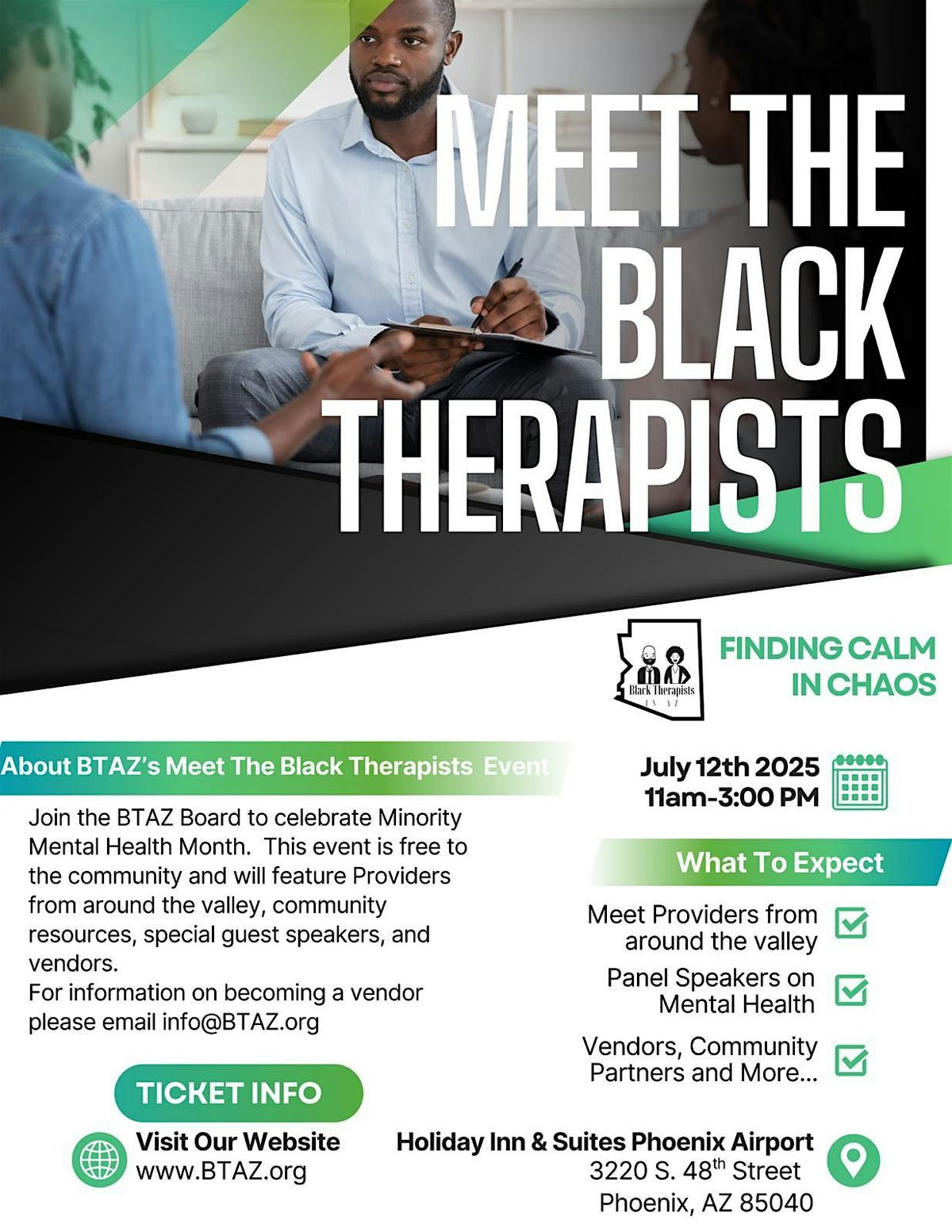 FINDING CALM IN CHAOS - MEET THE BLACK THERAPISTS IN AZ | Event in Phoenix | AllEvents