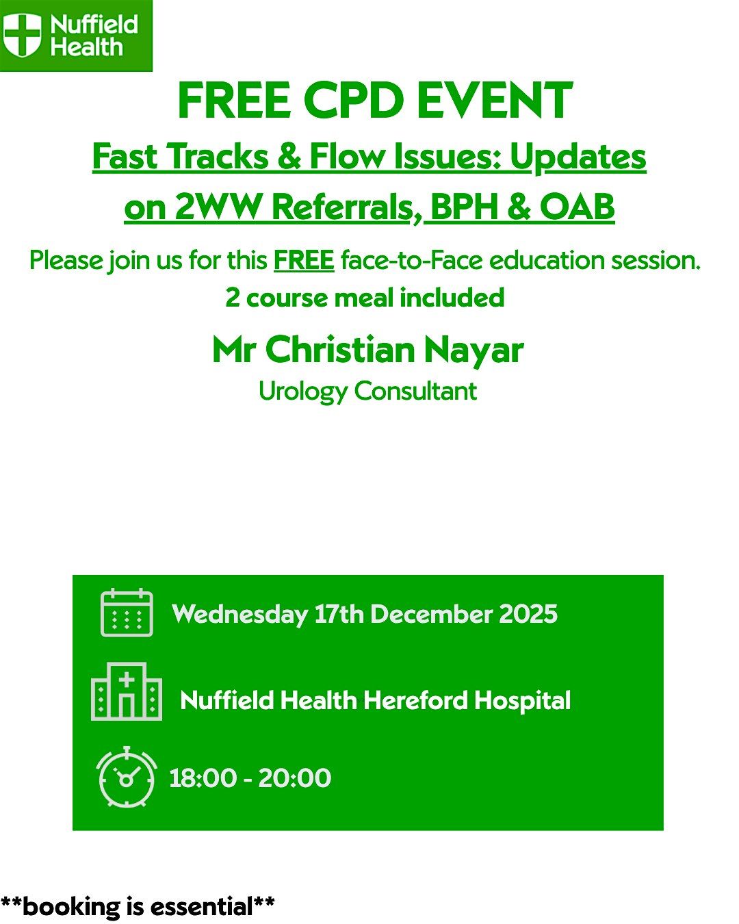 2-Week Wait Referrals & Managing BPH/OAB: What You Need to Know, 17 December | Event in Hereford | AllEvents