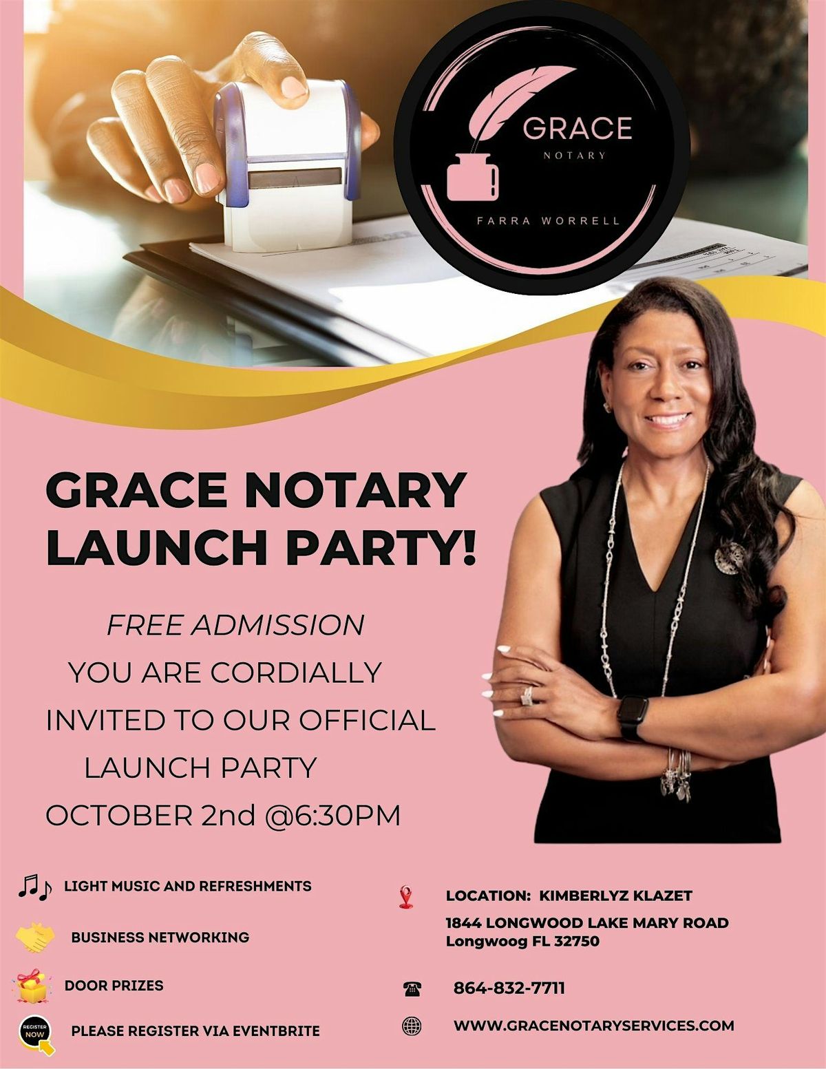 GRACE NOTARY OFFICIAL LAUNCH PARTY!, 2 October | Event in Longwood | AllEvents