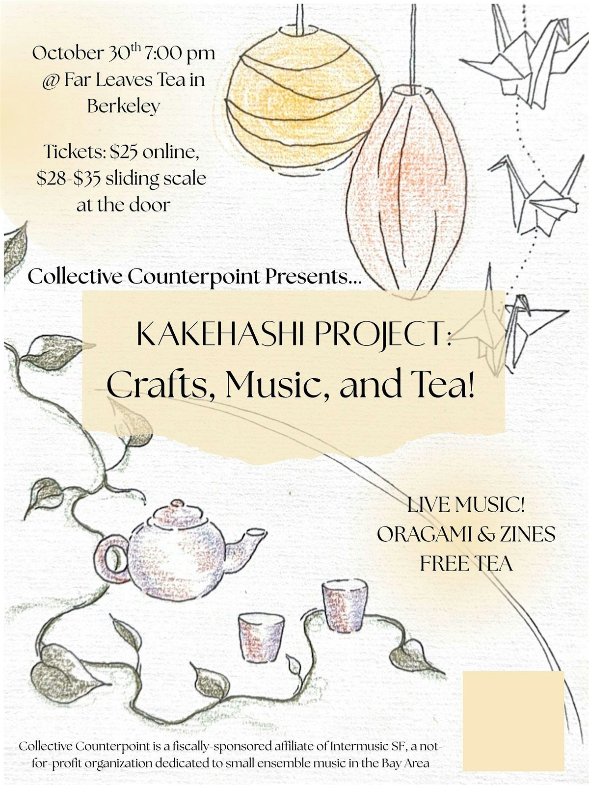 Kakehashi Project Kickoff:  Crafts, Music, and Tea!, 30 October | Event in Berkeley | AllEvents